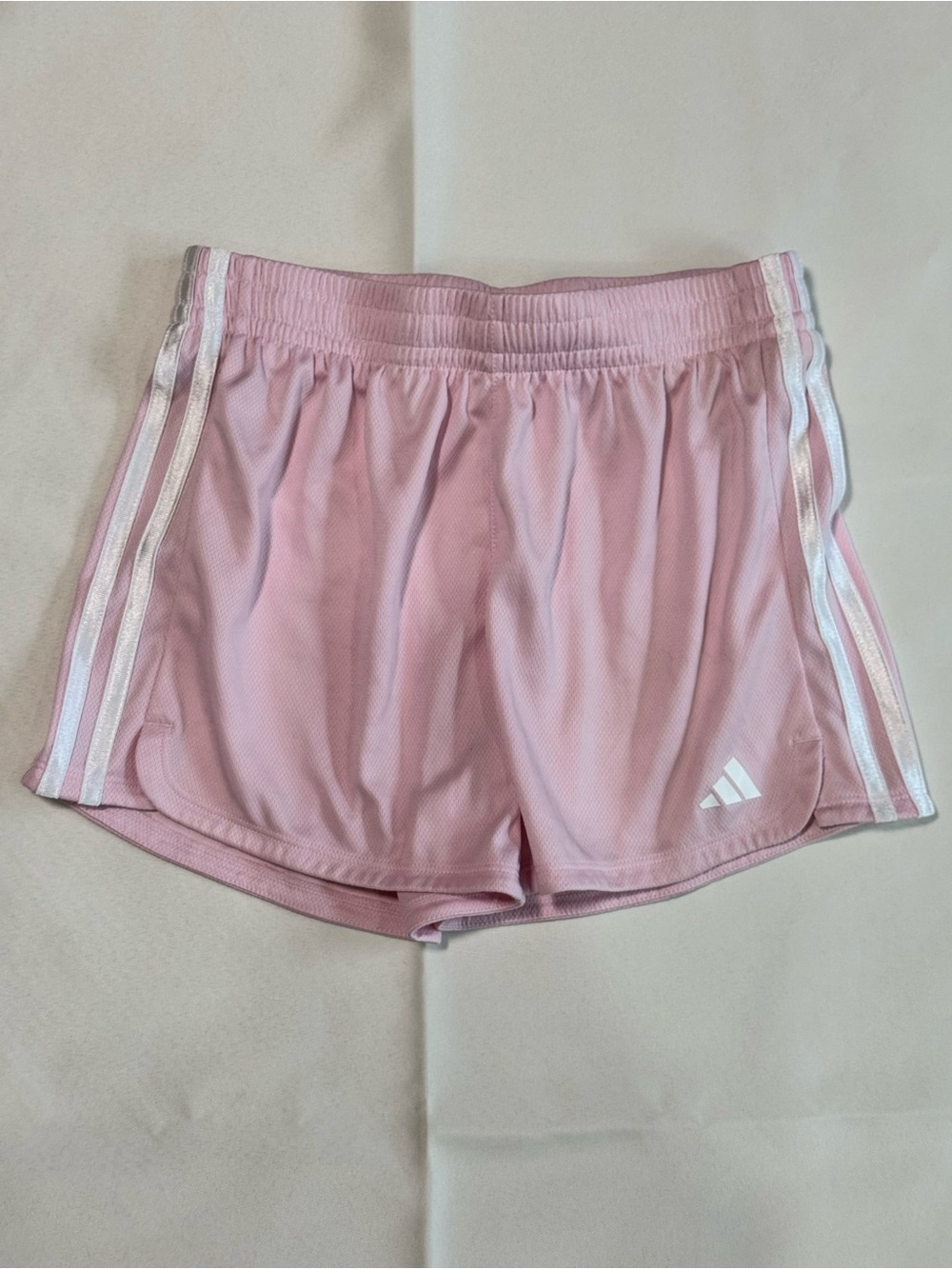 Adidas Pink Girl’s Athletic Shorts with White Stripes